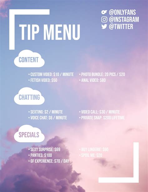 only fans menu ideas|OnlyFans Menu Ideas, Examples With Free Templates